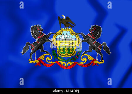 3D Flagge von Pennsylvania, USA. 3D Illustration. Stockfoto