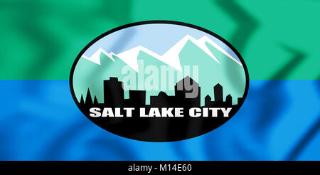 3D-Markierung von Salt Lake City (Utah), USA. 3D-Darstellung. Stockfoto