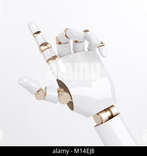 Futuristisches Design Konzept einer mechanischen Arm. Vorlage isoliert auf weißem Hintergrund. Kybernetische Organismen mit künstlicher Intelligenz arbeiten Stockfoto