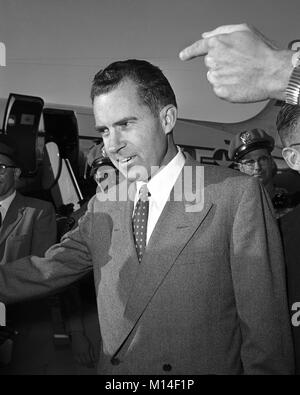 Richard Nixon kommt in Califorina 1957. Stockfoto