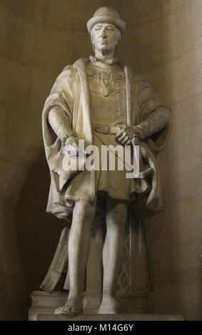 Marmor Skulptur Statue von König Ludwig XI., 1423-1483 von Jean-Louis Nicolas Jaley im Stein Gallery-Galerie de Pierre, Schloss Versailles, Ile-De-Fran Stockfoto