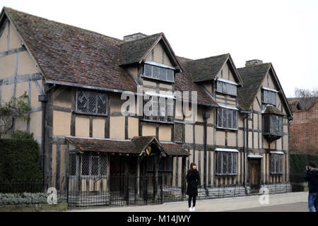 Shakespeares Geburtshaus ist ein aus dem 16. Jahrhundert restaurierten Fachwerkhaus in Henley Street, Stratford-upon-Avon, Warwickshire, England, wo ich Stockfoto