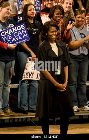 Auf einer Kundgebung in Columbia, South Carolina, für Senator, Kandidat für das Amt des Präsidenten der Vereinigten Staaten, Barack Obama. Stockfoto