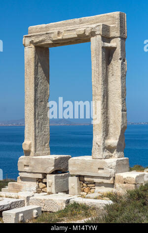 Nahaufnahme der Portara, Apollo Tempel Eingang, Insel Naxos, Kykladen, Griechenland Stockfoto