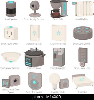 Smart house Geräte Symbole, Cartoon Stil Stock Vektor