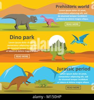 Dinosaur Park banner horizontal, flacher Stil Stock Vektor