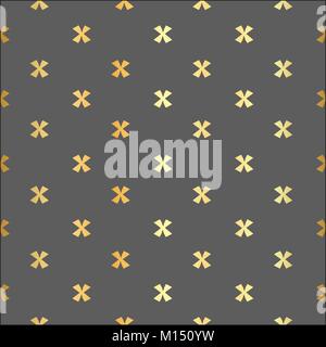 X Kreuz geometrische Muster. Einfache subtile Nahtlose schwarzen und goldenen Hintergrund. Stock Vektor