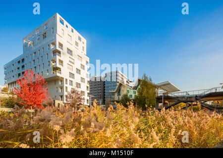 Frankreich, Paris, Quartier des Batignoles, Martin Luther King Park im Herbst, sanierte auf ehemalige SNCF Eigenschaft Stockfoto