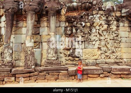 Kambodscha, Angkor, als Weltkulturerbe von der UNESCO, Elefanten Terrasse Stockfoto