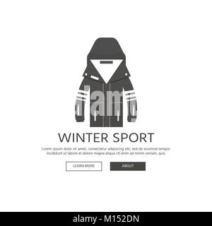 Winter Sport icons Collection. Skifahren und Snowboarden set Ausrüstung auf weißem Hintergrund in flachem Design isoliert. Elemente für Ski Resort Bild Stock Vektor