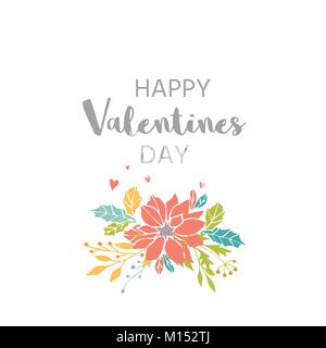 Schönen Valentinstag geschenk Karte mit Blume, Herz und Schriftzug. Kalligraphie, floral Hand gezeichnet Design Elemente für Print, Plakat, Einladung, party Stock Vektor