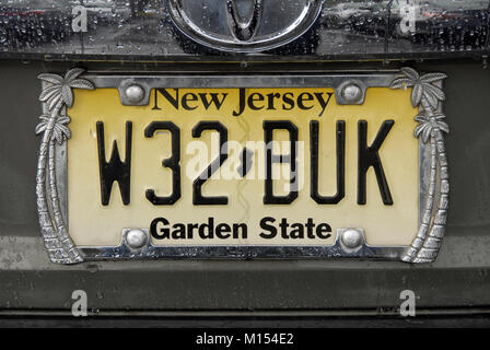 American Car Nummernschild, New Jersey Stockfoto