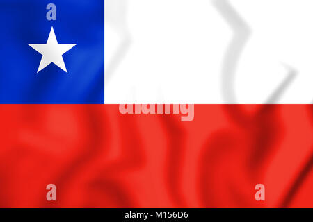 3D-Flagge Chile. 3D-Darstellung. Stockfoto