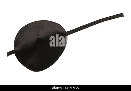 Schwarze Stoff Augenklappe schneiden Sie auf Weiß. Stockfoto