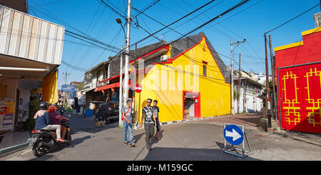 Schnittpunkt von Ketandan Wetan und Ketandan Lor Straßen. Yogyakarta, Java, Indonesien. Stockfoto