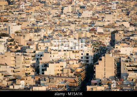 Blick über die Stadt Athen von Philopappos Hügel, Athen, Griechenland, Europa Stockfoto