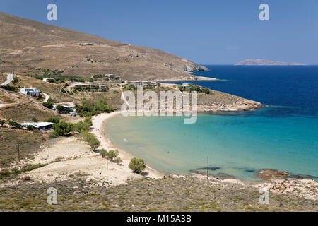 Blick über Strand Psili Ammos im Osten der Insel Küste, Serifos, Kykladen, Ägäis, griechische Inseln, Griechenland, Europa Stockfoto