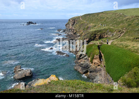 Blick von der South West Coast Path auf der Lizard Halbinsel, Cornwall, England, Großbritannien Stockfoto