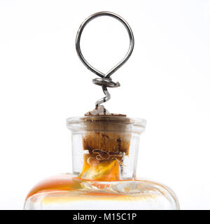 Korken in einer Glasflasche Stockfoto