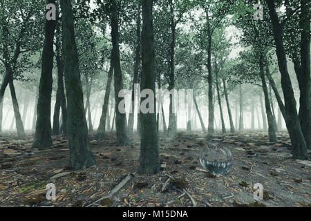 3D-Rendering von nebligen Wald Stockfoto