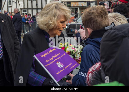 Camilla, Herzogin von Cornwall, Leute treffen von Congleton, Cheshire 24/1/18. Stockfoto