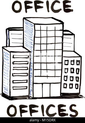 Bürogebäude Text White Board Abbildung Stock Vektor