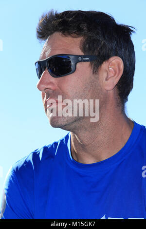 Die Stadt Alicante, Spanien. 20 Okt, 2017. Vestas Team, Navigator und Crew Mitglied Simon Fisher während einer Media Meeting Tage vor Volvo Ocean Race 2017 start Credit: Jose Luis Ortin/Pacific Press/Alamy leben Nachrichten Stockfoto