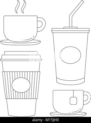 Schwarze und weiße trinken Icon Set Poster Stock Vektor