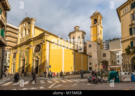 Savona, Italien - Dezember 2, 2016: Blick auf die Kirche von Saint Giovanni Baptist (San Giovanni Battista), San Domenico steht am Rande des histo Stockfoto