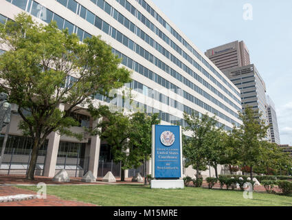 Der Edward A. Garmatz United States Courthouse, 101 West Street, Baltimore, Maryland, USA. Stockfoto