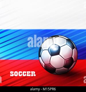 Fußball auf Russische Fahne Hintergrund. Vector Illustration. Stock Vektor