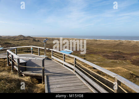 Die Ostfriesische Nordseeinsel Norderney, im Winter, Nationalpark Wattenmeer, Dünen und Wald landschaft, Heide, im Westen der Insel, die von der Stockfoto