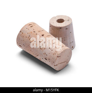 Kurze und lange Korken isoliert auf einem weißen Hintergrund. Stockfoto
