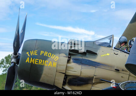 A-1 Skyraider bei einer Flugshow im Heritage Flight Museum, Skagit Regional Airport, Burlington, Washington, USA Stockfoto