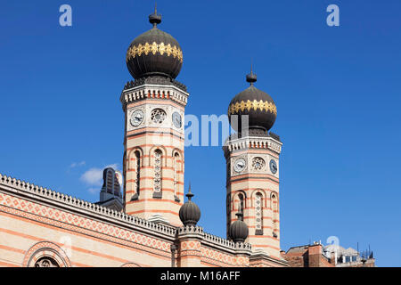 Große Synagoge in der Dohany Utca Straße, Pest, Budapest, Ungarn Stockfoto