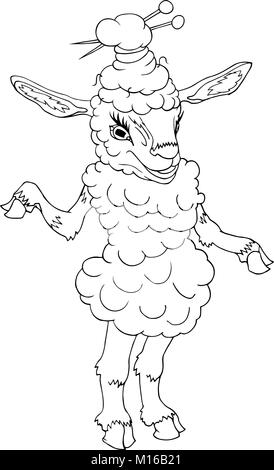 Schafe fermale Hand gezeichnet Vector Illustration Stock Vektor