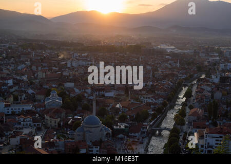 Sonnenuntergang Blick von der Festung in Prizren, Kosovo Stockfoto