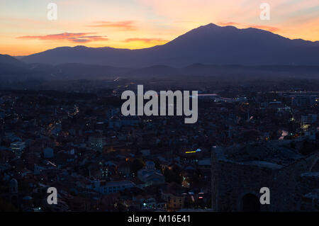 Sonnenuntergang Blick von der Festung in Prizren, Kosovo Stockfoto