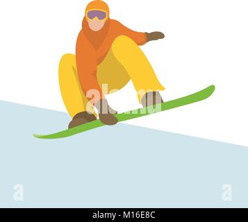 Snowboarder in einem Helm Vector Illustration Flat Style Vorderansicht Stock Vektor