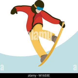Snowboarder in einem Helm Vector Illustration Flat Style Vorderansicht Stock Vektor