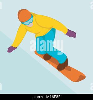 Snowboarder in einem Helm Vector Illustration Flat Style Vorderansicht Stock Vektor
