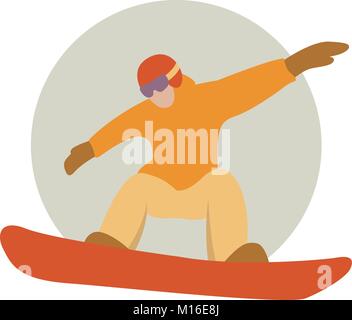 Snowboarder in einem Helm Vector Illustration Flat Style Vorderansicht Stock Vektor