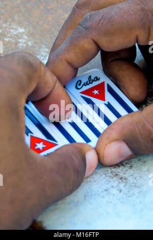 Ein Spiel der Domino, Havanna, Kuba Stockfoto