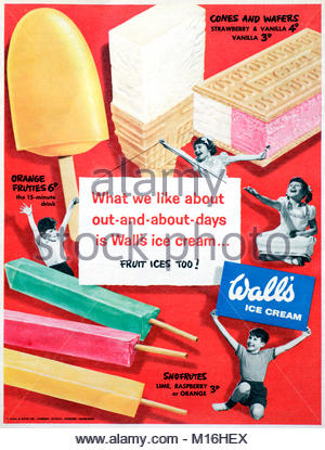 Der Wall Eis vintage Werbung 1950 s Stockfoto