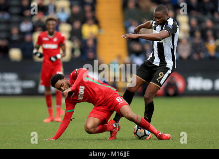 Die Swansea City Leroy Fer (links) und Notts County Shola Ameobi Kampf um den Ball während der Emirates FA Cup, vierte Runde am Meadow Lane, Nottingham. Stockfoto