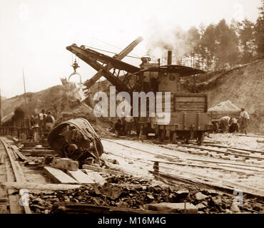 Navvies Bau einer Bahnlinie in Großbritannien, 1900 Stockfoto