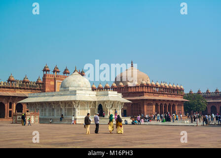 fatehpur sikri, Uttar Pradesh, Agra, Indien, 27.. Januar, 2017: Die Architektur des Grabes von Salim Chisti Stockfoto