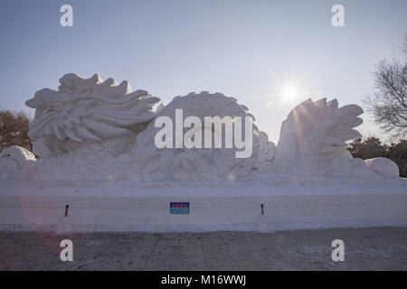 Changchu, Changchu, China. 26 Jan, 2018. Changchun, China -26.Januar 2018: Eisskulpturen können Siehent in einem Park in Changchun, im Nordosten Chinas in der Provinz Jilin. Credit: SIPA Asien/ZUMA Draht/Alamy leben Nachrichten Stockfoto