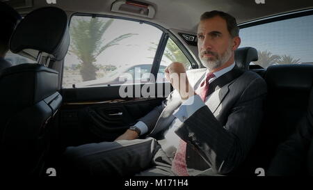 Madrid, Spanien. 25 Jan, 2018. König Felipe fährt auf den Internationalen Tourismus Forum in Las Palmas, Spanien am 25. Januar 2018. Credit: Jimmy Olsen/Medien Punch *** Keine Spanien***/Alamy leben Nachrichten Stockfoto