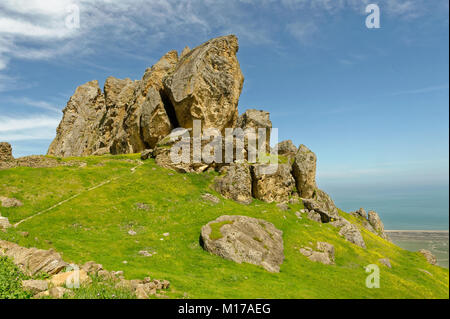 Besh Barmag oder fünf Finger Mountain in der Nähe von Baku, Aserbaidschan. Stockfoto